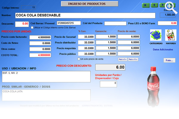Ingreso de productos